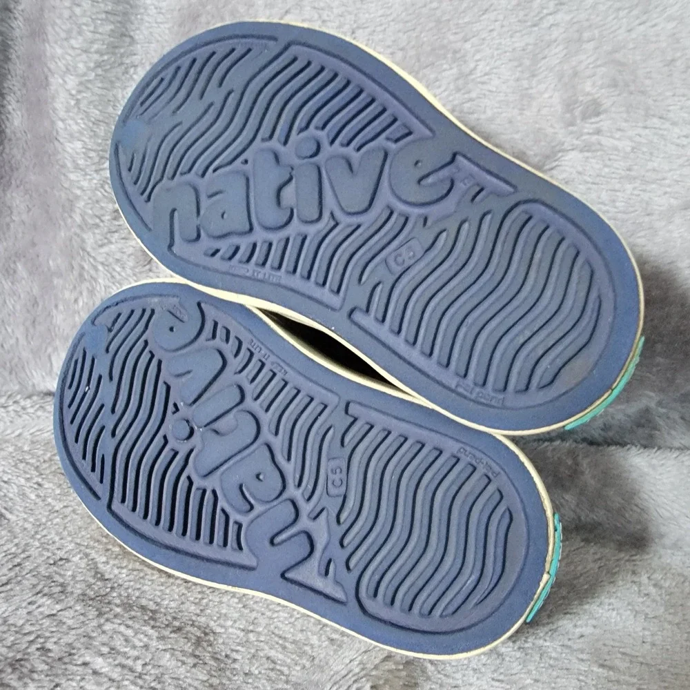 Native Jefferson Shoes Kids Size C5 Navy Blue Good Perforated Slip On Sneakers